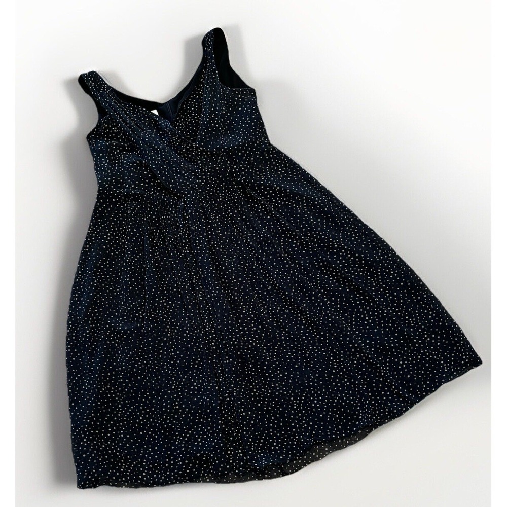 Vtg‎ Talbots 100% Silk Midi Dress 12 Faux Wrap Black Polka Dot Surplice Chiffon